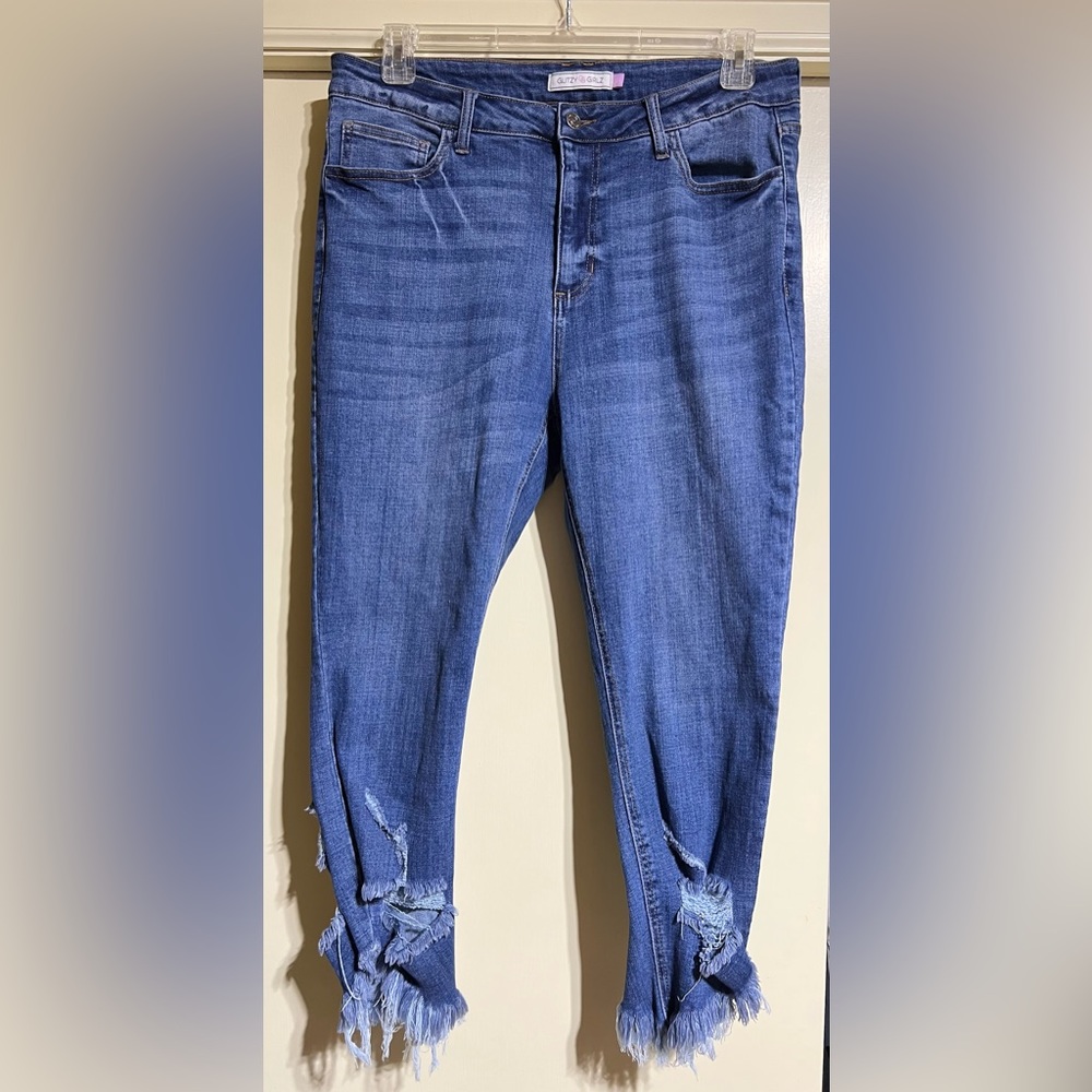 Glitzy Girlz Stretch Jeans with Frayed Hems